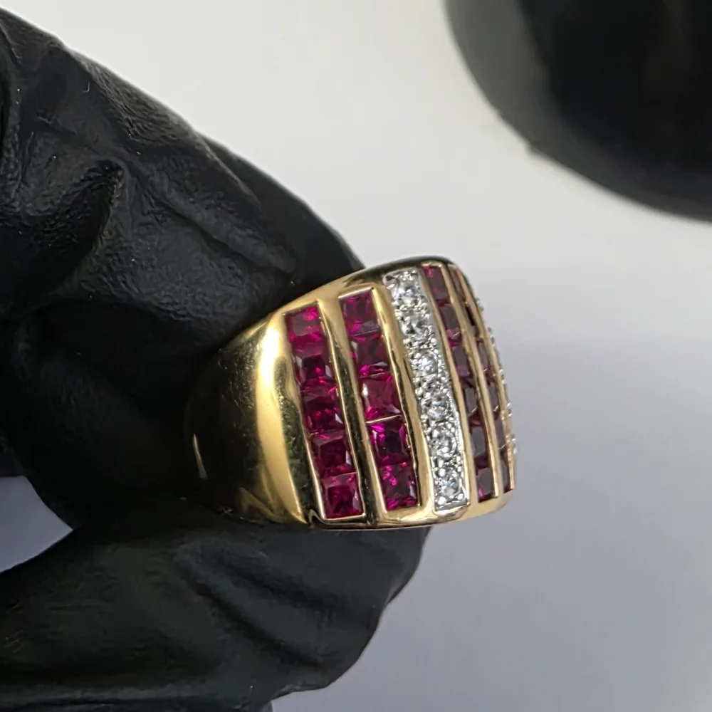 Watch Video / Sterling Silver 925 Ruby Gold Ring